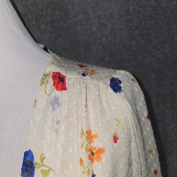 The Kooples Cream Daydream Flowers Lace-Up Floral Silk Top - Picture 4 of 7